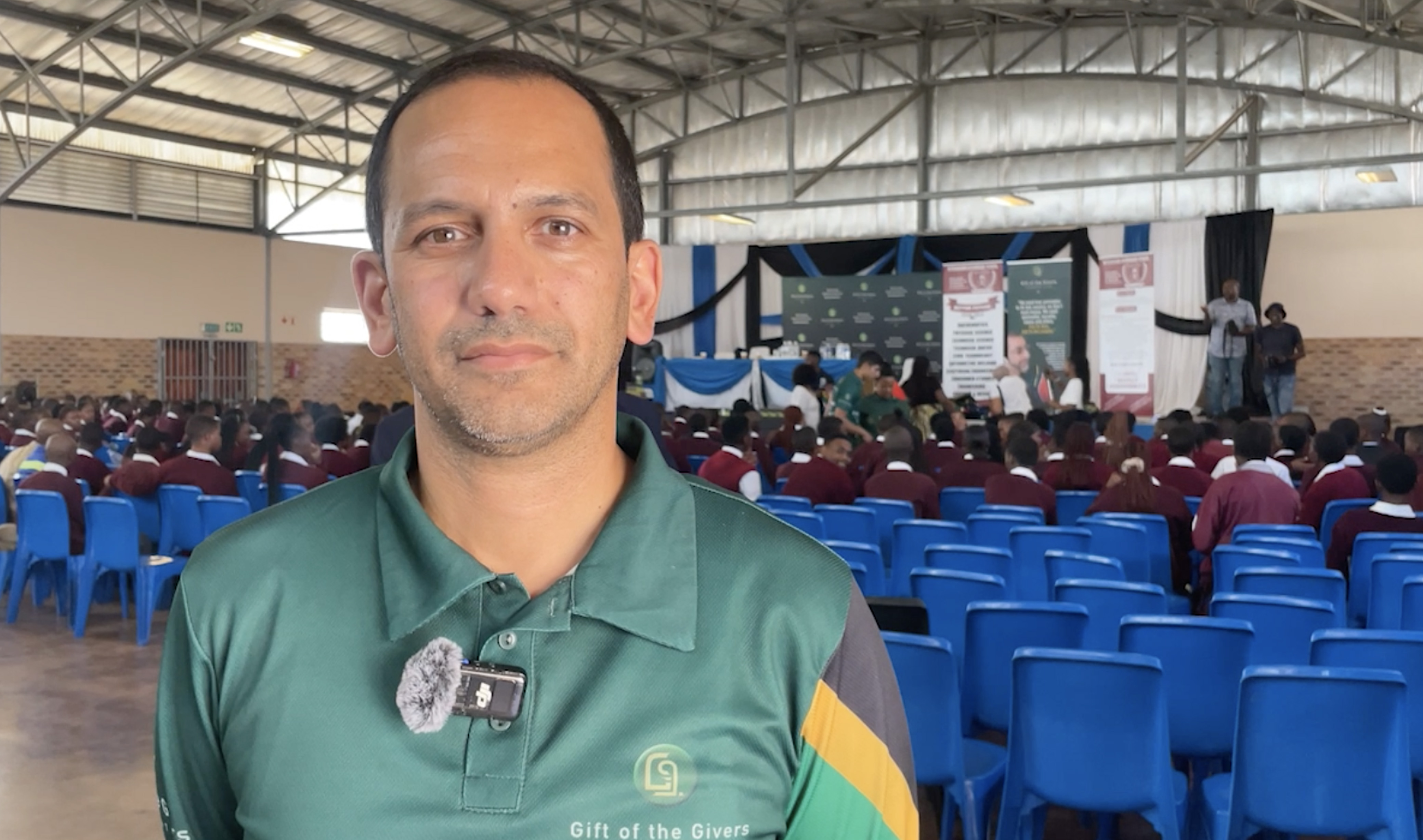 Ali Sable of Gift of The Givers at the Intshukumo Secondary School's Back to School campaign