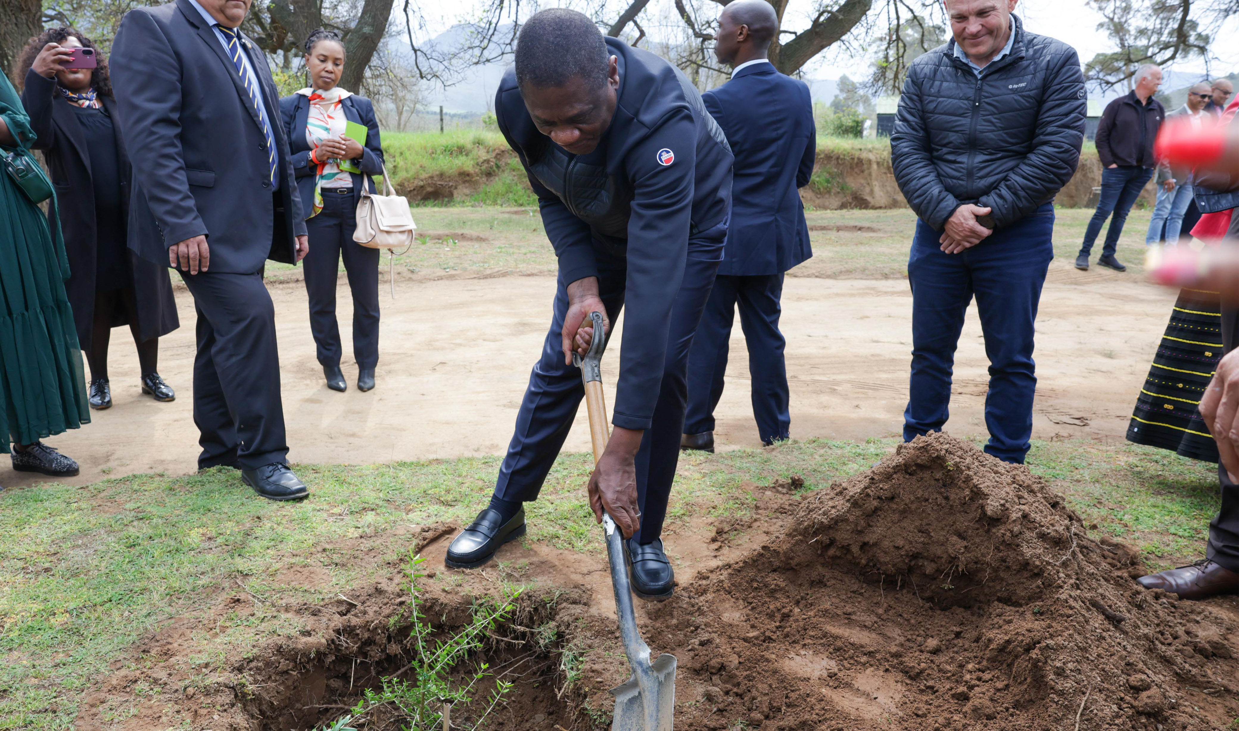 Deputy President Paul Mashatile addresses the media during the Land Reform Outreach Programme
