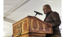 Minister Nyhontso responing in issues of Land at the Presidential Imbizo in KZN