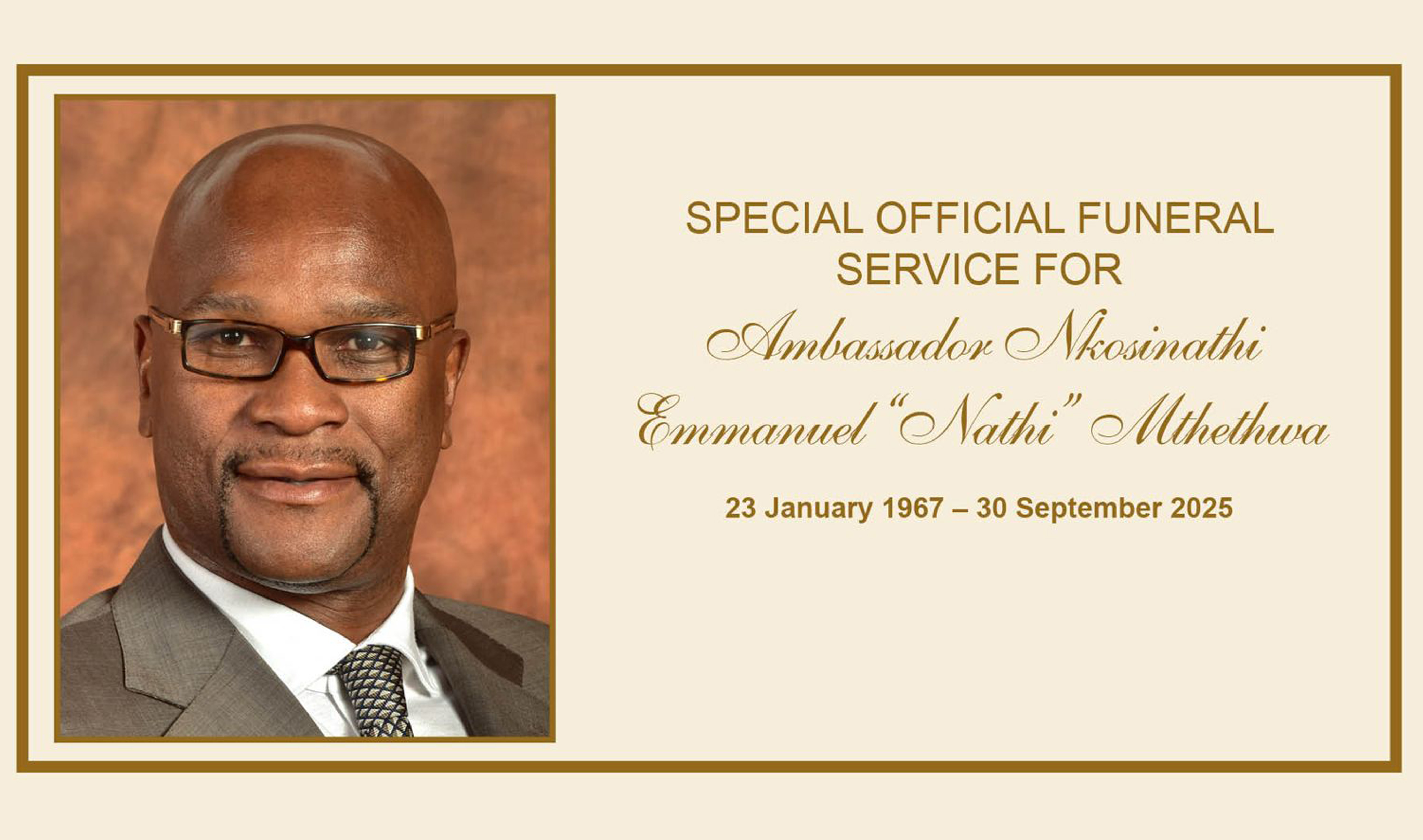 President Cyril Ramaphosa delivers a eulogy at the late Ambassador Nathi Mthethwa's funeral