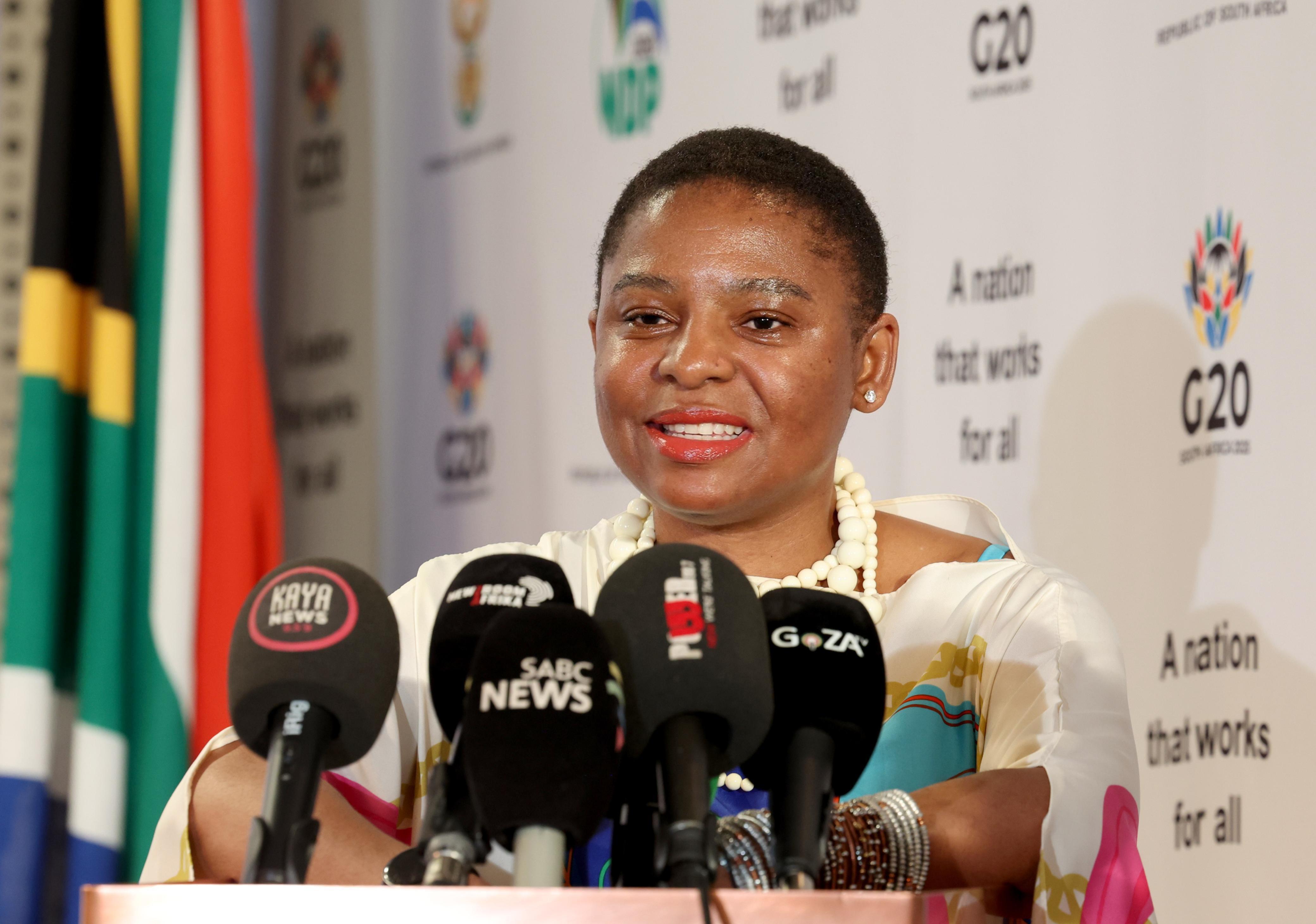 Minister Khumbudzo Ntshavheni briefs the media on the outcomes of the Cabinet meeting