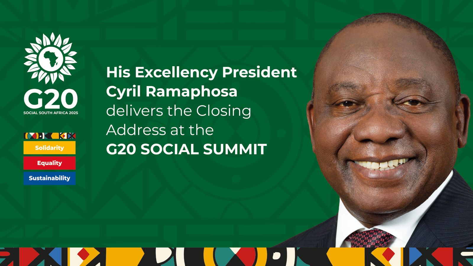 His Excellency President Cyril Ramaphosa delivers the Closing Address at the G20 Social Summit