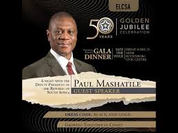 Deputy President Paul Mashatile delivers remarks at the ELCSA Golden Jubilee Celebration