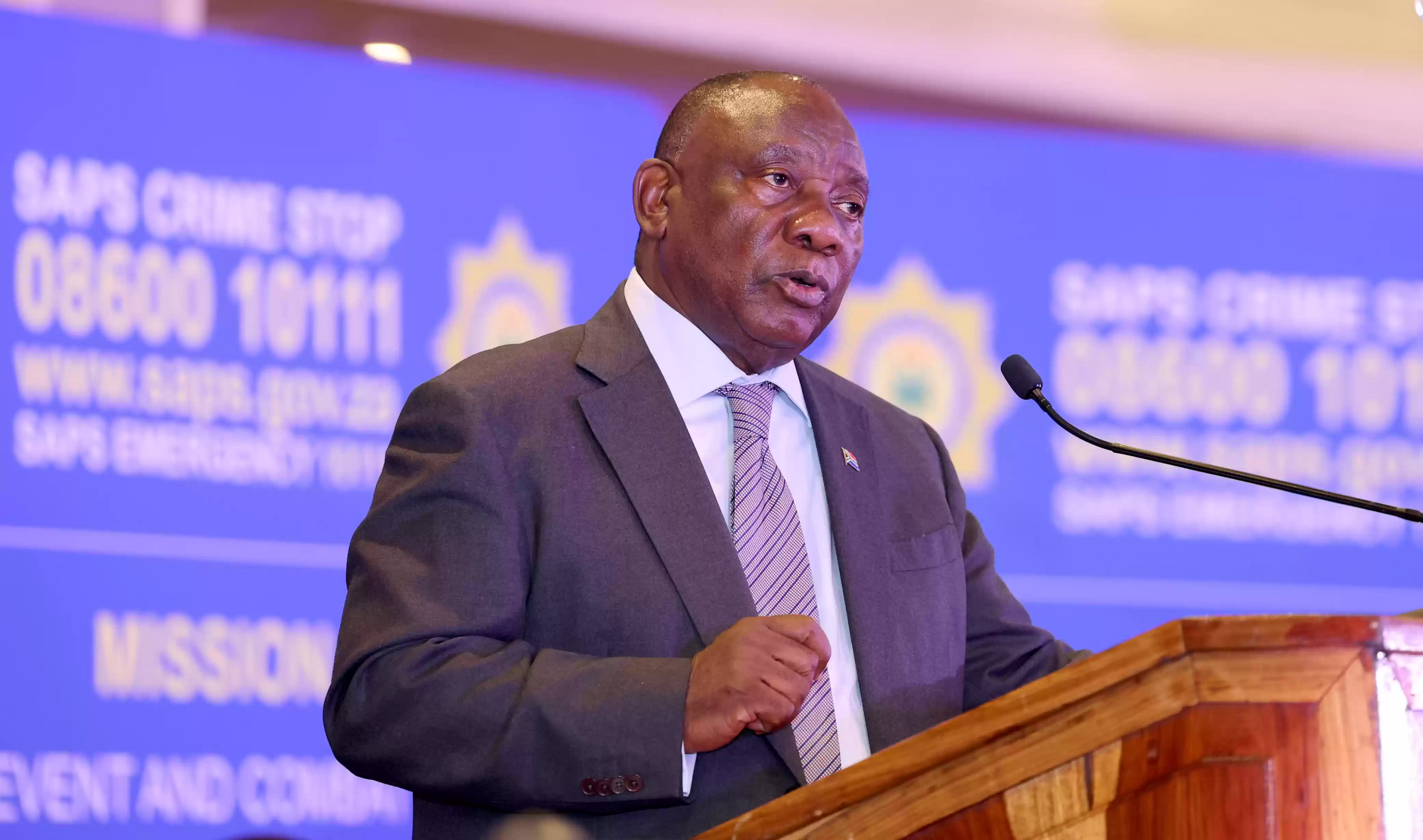 President Cyril Ramaphosa addresses the Police Summit at the Emperors Palace